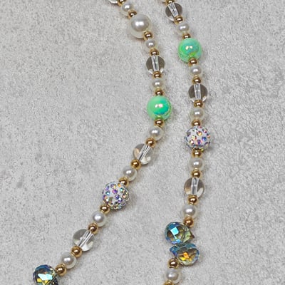 AKIBO巴洛克彩珠包包手機掛繩-森林綠(女款、水晶) / 內附AKIBO品牌手機掛片1個7