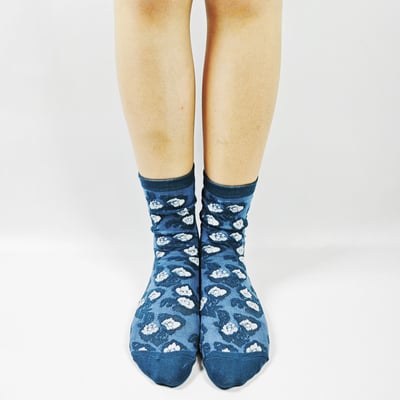 AKIBO日系碎花拼色中筒襪(三件組)-女款5