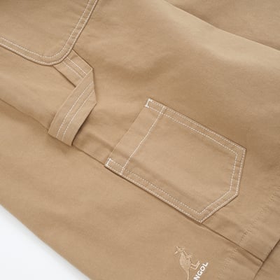 KANGOL袋鼠中性水洗五分褲-卡其9