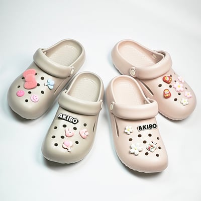 【買1送1】AKIBO泡芙洞洞鞋-櫻花粉(女款、雲朵感、輕量、兩穿、防水) / 內附AKIBO品牌鞋扣1個。現在買再送鞋扣組(不挑款)21