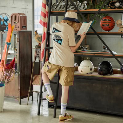 NCAA寬版立體袋短褲-卡4