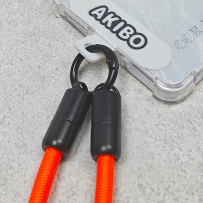 AKIBO簡約充電手機掛繩-甜橙橘(中性款、快充、耐磨、耐重、TYPE-C to TYPE-C) / 內附AKIBO品牌手機掛片1個4