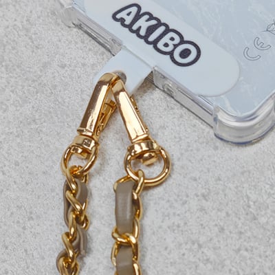 AKIBO魅力鍊條包包手機掛繩-奶油白(女款、金屬) / 內附AKIBO品牌手機掛片1個5