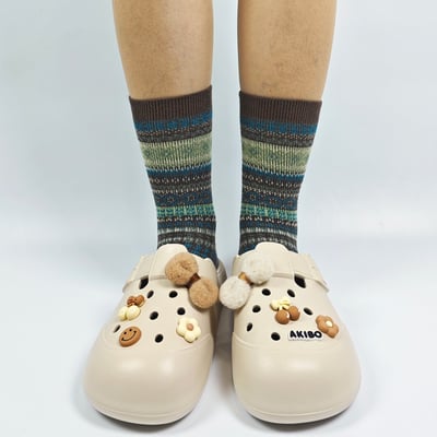 【買1送1】AKIBO布丁洞洞鞋-奶油白(女款、寬楦、雲朵感、輕量、耐走、防水) / 內附AKIBO品牌鞋扣1個。現在買再送鞋扣組(不挑款)8