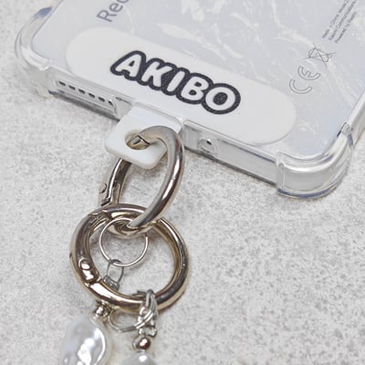 AKIBO雪花舞曲包包手機掛繩-淨透白(女款、水晶) / 內附AKIBO品牌手機掛片1個6