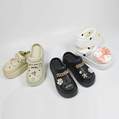 【買1送1】AKIBO極簡厚底洞洞鞋-經典黑(女款、寬楦、耐走、兩穿、防水) / 內附AKIBO品牌鞋扣1個。現在買再送鞋扣組(不挑款)18