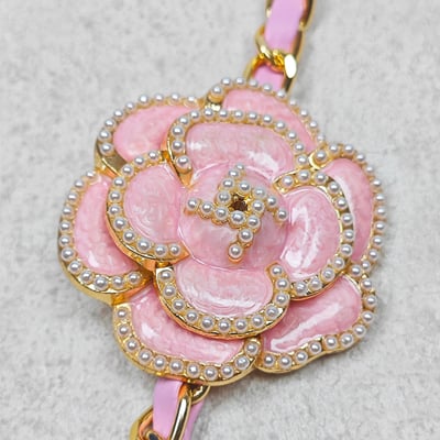 AKIBO皮革花漾包包手機掛繩-櫻花粉(女款、金屬) / 內附AKIBO品牌手機掛片1個8