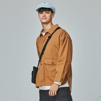 KANGOL袋鼠復古口袋襯衫外套-卡其2