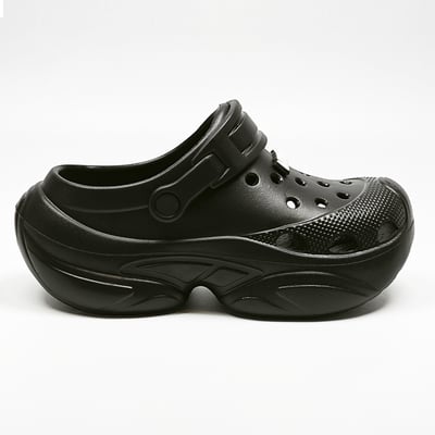 【買1送1】AKIBO搖滾老爹洞洞鞋-經典黑(女款、6公分厚底增高、輕量、兩穿、防水) / 內附AKIBO品牌鞋扣1個。現在買再送鞋扣組(不挑款)16