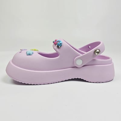 【買1送1】AKIBO瑪莉珍洞洞鞋-薰衣紫(女款、4.5公分厚底增高、雲朵感、輕量、兩穿、防水) / 內附AKIBO品牌鞋扣1個。現在買再送鞋扣組(不挑款)16