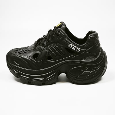 【買1送1】AKIBO輕量透氣老爹鞋-經典黑(女款、6公分厚底增高、一體成型、輕量、耐走、防水) / 內附AKIBO品牌鞋扣1個。現在買再送鞋扣組(不挑款)12