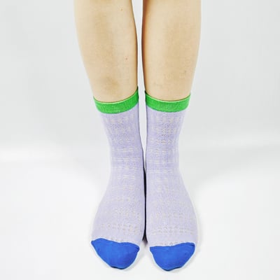 AKIBO繽紛撞色中筒襪(兩件組)-女款