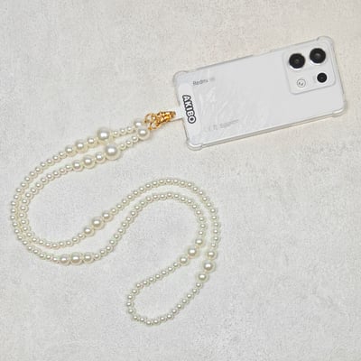 AKIBO優雅珍珠包包手機掛繩-牛奶白(女款、珍珠) / 內附AKIBO品牌手機掛片1個4