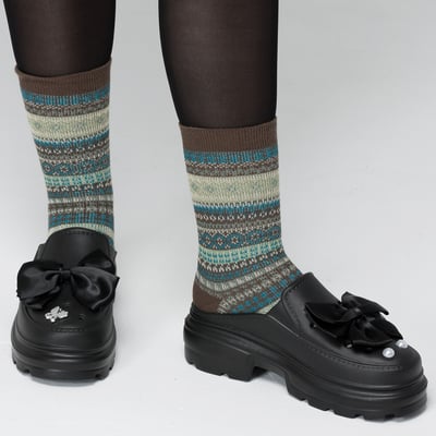 AKIBO黑蝴蝶結款洞洞鞋扣 (六件組)7