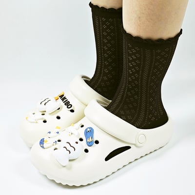 【買1送1】AKIBO泡芙洞洞鞋-牛奶白(女款、雲朵感、輕量、兩穿、防水) / 內附AKIBO品牌鞋扣1個。現在買再送鞋扣組(不挑款)13