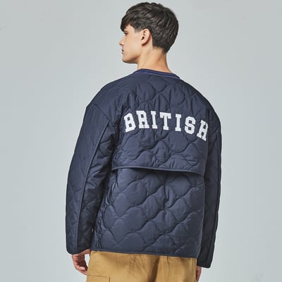 KANGOL袋鼠水波紋鋪棉外套-深藍4