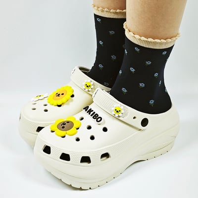 【買1送1】AKIBO老爹洞洞鞋-奶油白(女款、7公分厚底增高、寬楦、輕量、兩穿、防水) / 內附AKIBO品牌鞋扣1個。現在買再送鞋扣組(不挑款)14