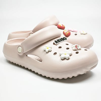 【買1送1】AKIBO泡芙洞洞鞋-櫻花粉(女款、雲朵感、輕量、兩穿、防水) / 內附AKIBO品牌鞋扣1個。現在買再送鞋扣組(不挑款)1