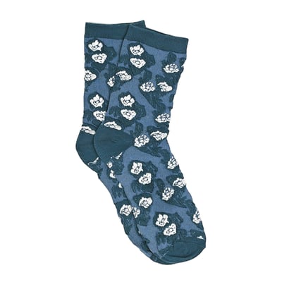 AKIBO日系碎花拼色中筒襪(三件組)-女款4