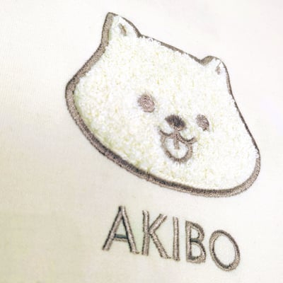 AKIBO日系落肩毛巾繡大學T-奶油白(男女共款)7