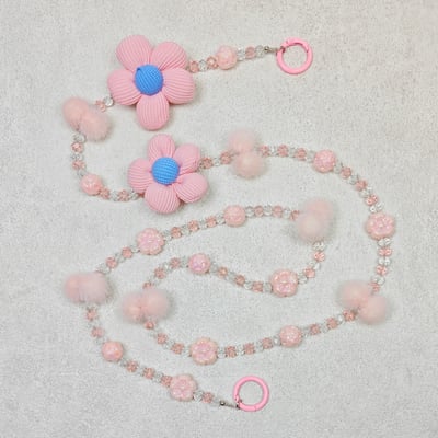 AKIBO珠光雪羽包包手機掛繩-櫻花粉(女款、水晶) / 內附AKIBO品牌手機掛片1個3