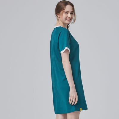 KANGOL袋鼠女休閒洋裝-綠4