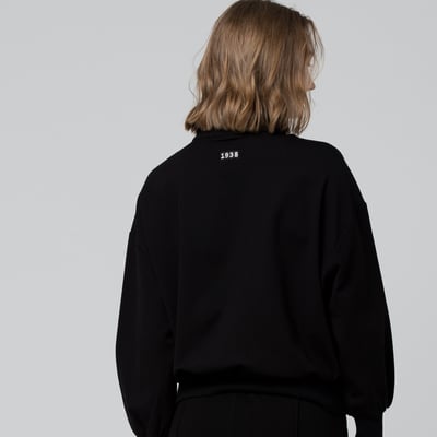 KANGOL袋鼠小Logo女款半開襟上衣-黑4