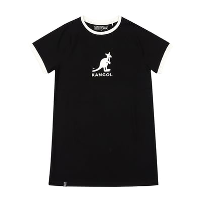 KANGOL袋鼠女休閒洋裝-黑5