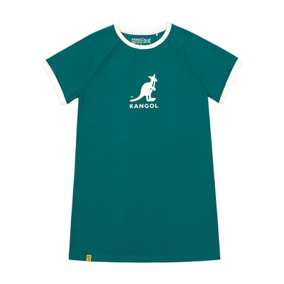 KANGOL袋鼠女休閒洋裝-綠5