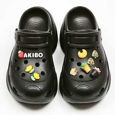 AKIBO田園鮮綠款洞洞鞋扣(九件組)