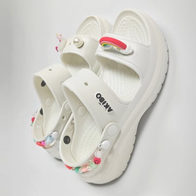 【買1送1】AKIBO千層洞洞鞋-牛奶白(女款、耐走、兩穿、防水) / 內附AKIBO品牌鞋扣1個。現在買再送鞋扣組(不挑款)14