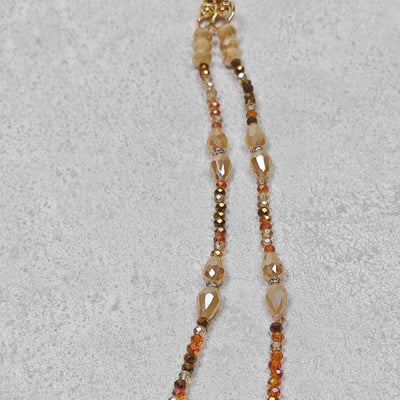 AKIBO波西米亞彩珠包包手機掛繩-流沙棕(女款、水晶)  / 內附AKIBO品牌手機掛片1個7