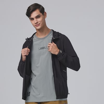 KANGOL抗UV防曬風衣外套-黑1