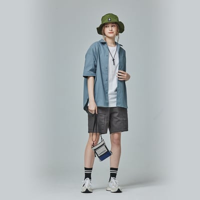 KANGOL袋鼠撞色小側背包-灰4