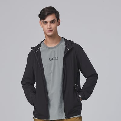 KANGOL抗UV防曬風衣外套-黑2