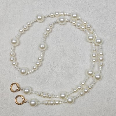 AKIBO雅緻珍珠包包手機掛繩-牛奶白(女款、珍珠)  / 贈送AKIBO耐磨手機掛片1個3