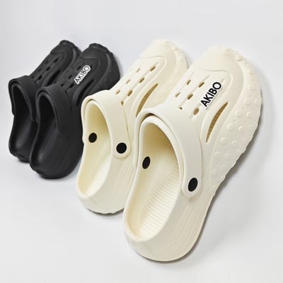 【買1送1】AKIBO戶外機能洞洞鞋-經典黑(中性款、寬楦、雲朵感、輕量、兩穿、防水) / 內附AKIBO品牌鞋扣1個。現在買再送鞋扣組(不挑款)21