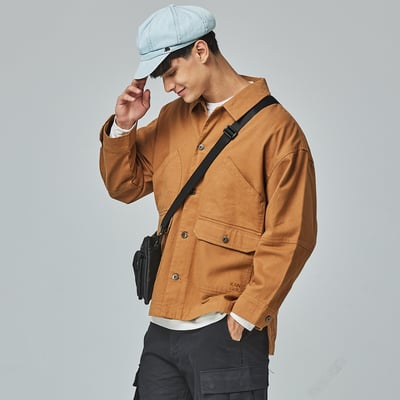 KANGOL袋鼠復古口袋襯衫外套-卡其4