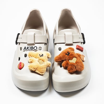 AKIBO愛心熊熊款洞洞鞋扣(五件組)