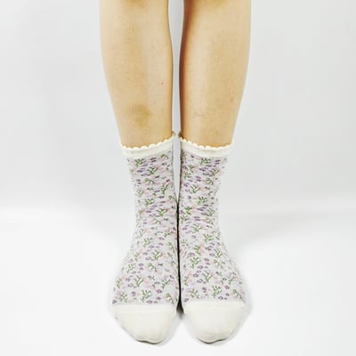 AKIBO森系碎花中筒襪(三件組)-女款10