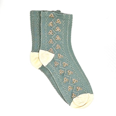 AKIBO森系花語中筒襪(三件組)-女款