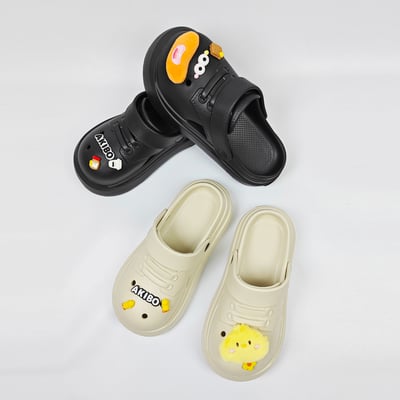 【買1送1】AKIBO小木偶洞洞鞋-經典黑(中性款、5公分厚底增高、寬楦、輕量、兩穿、防水) / 內附AKIBO品牌鞋扣1個。現在買再送鞋扣組(不挑款)17