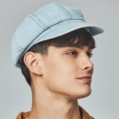 SCANDINAVIAN FOREST北歐小刺蝟水洗刺繡丹寧報童帽-水洗牛仔藍