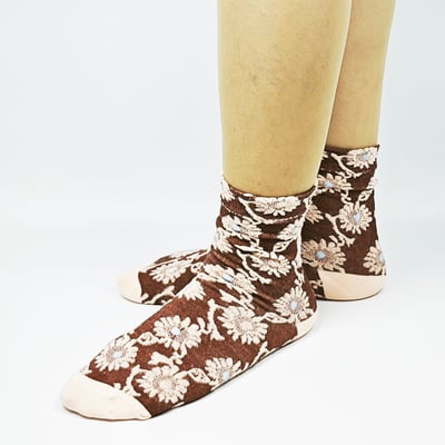 AKIBO秋日森語花影中筒襪(三件組)-女款