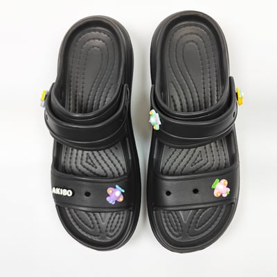 【買1送1】AKIBO千層洞洞鞋-經典黑(女款、耐走、兩穿、防水) / 內附AKIBO品牌鞋扣1個。現在買再送鞋扣組(不挑款)2