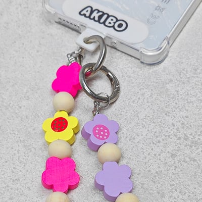 AKIBO花漾甜心包包手機掛繩-多彩(女款、木質) / 內附AKIBO品牌手機掛片1個7