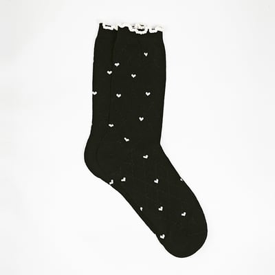 AKIBO愛心荷葉邊中筒襪(兩件組)-女款