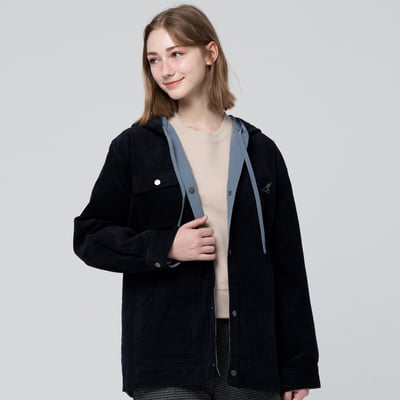 KANGOL袋鼠中性雙面燈芯絨防潑水外套-深藍(男女共款)1