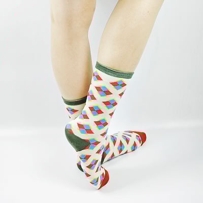 AKIBO花漾幾何中筒襪(兩件組)-中性款