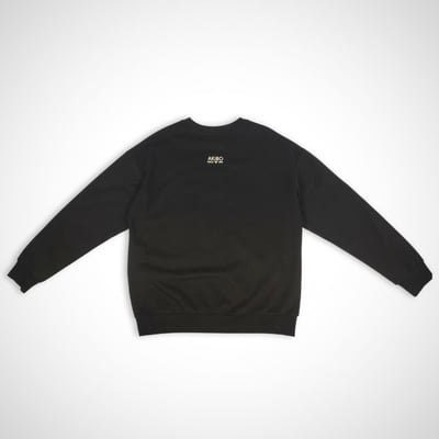 AKIBO日系落肩毛巾繡大學T-經典黑(男女共款)6